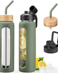 Glass Water Bottle (BPA-free, neutral tones)
