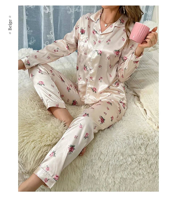 Women&#39;s Floral Print Pajamas Set